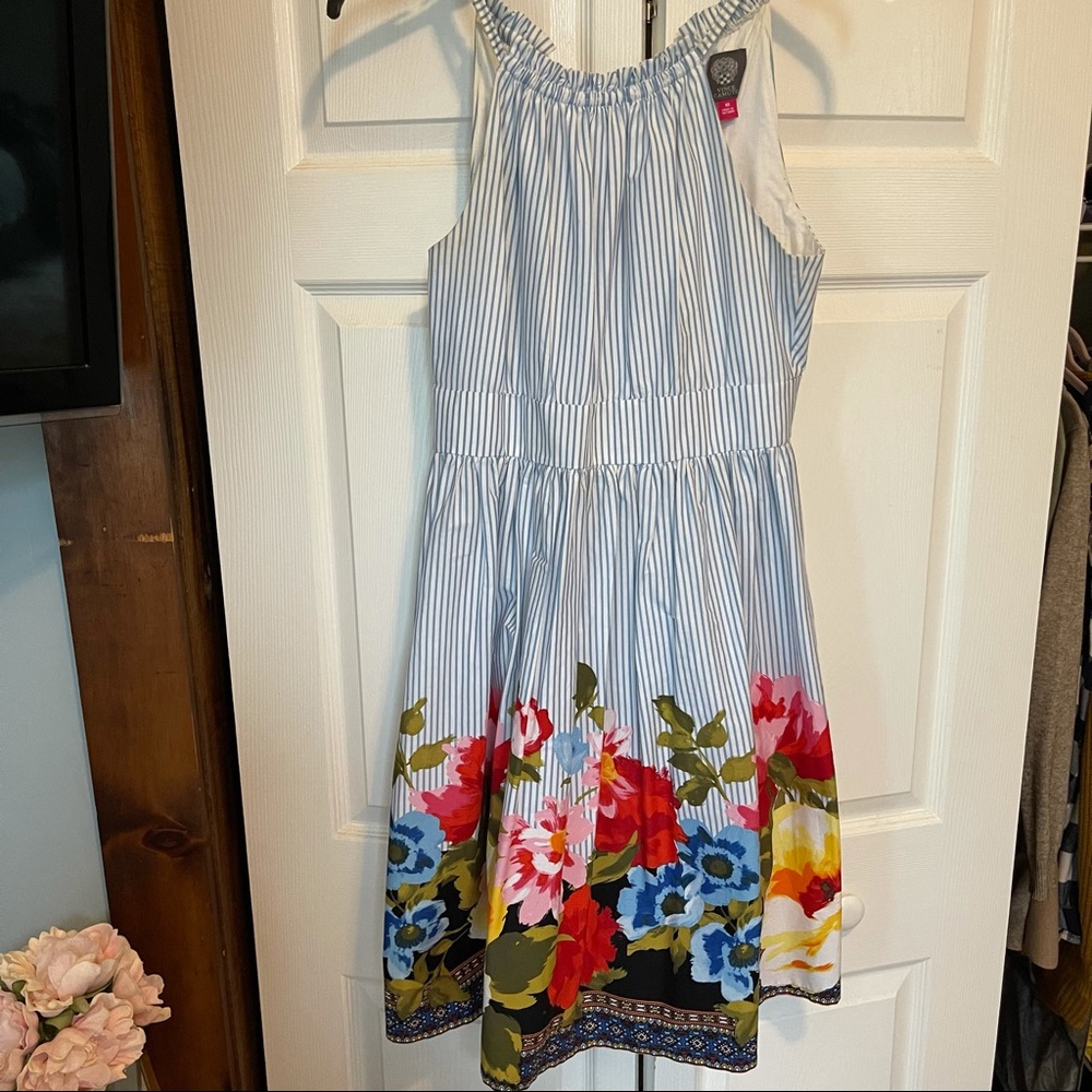Vince Camuto Pinstripe Floral Dress Size 10
